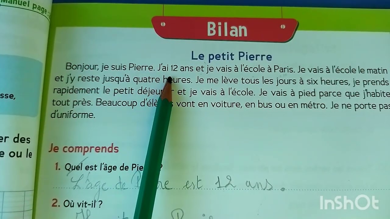Bilan Le petit Pierre Le cahier d'activités CE2. page 21