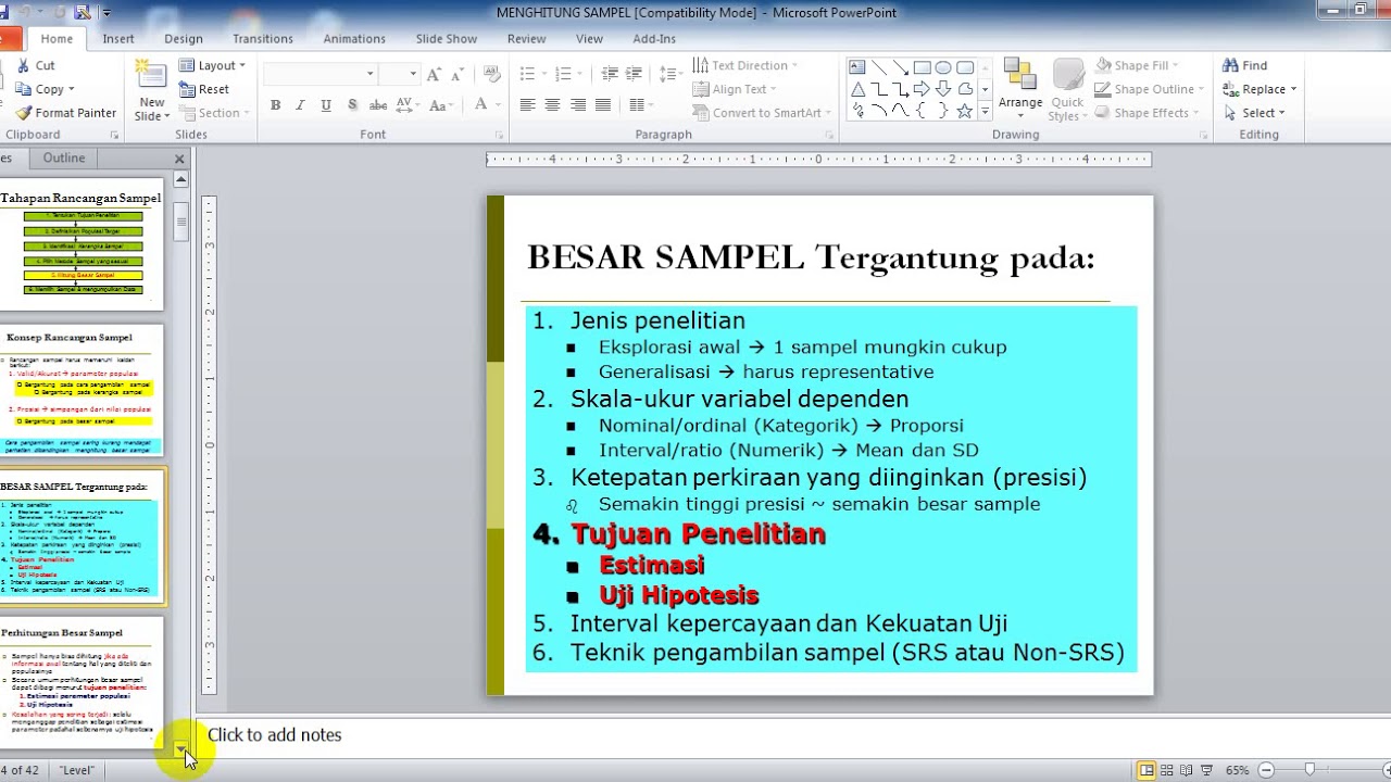 Cara menghitung besar sampel penelitian dibidang kesehatan