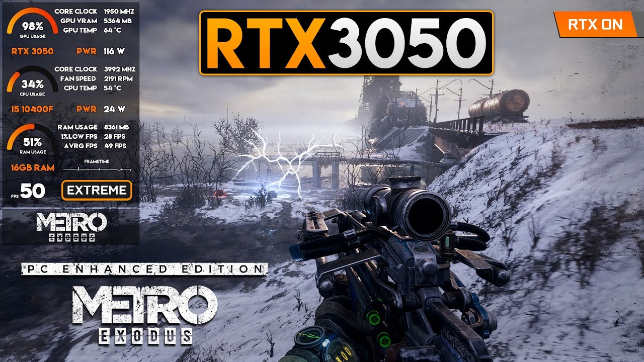 RTX 3050 - Metro Exodus - Extreme Ray Tracing 🔥🔥🔥