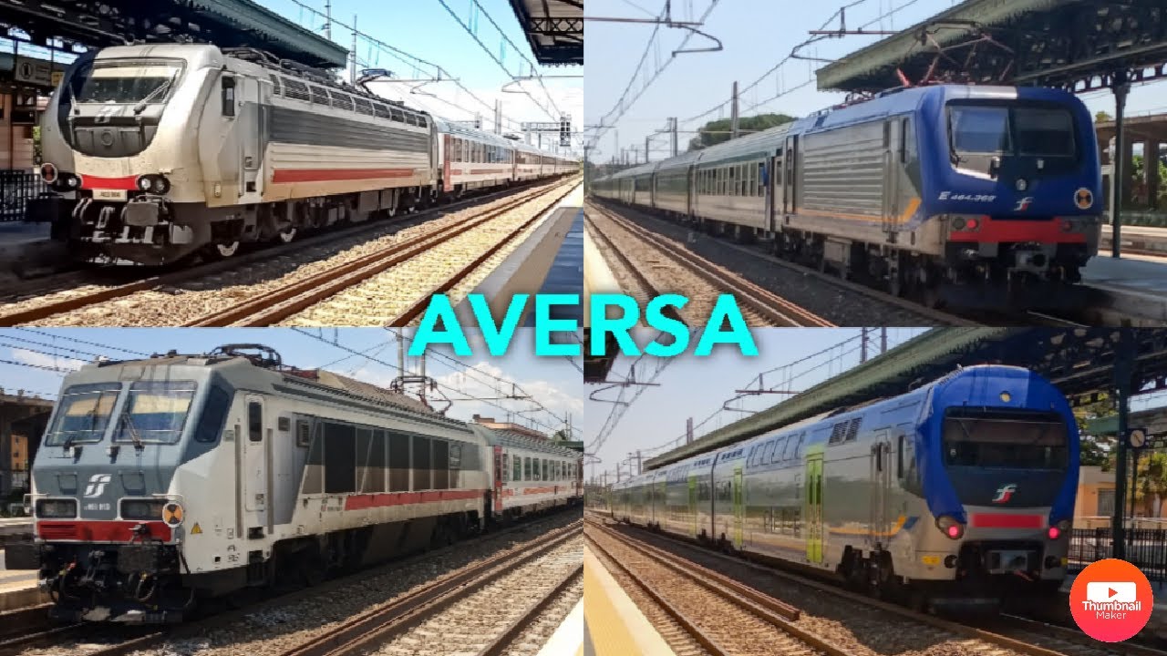 Arrivi e partenze di treni regionali e InterCity alla stazione di Aversa