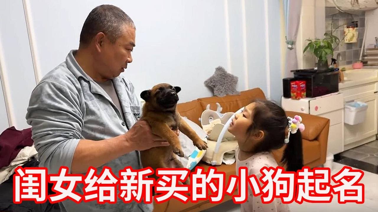 在家给新买的小狗洗澡时，闺女给它起了个名，公公听后直竖大拇指称赞！【广东姑娘在北方】
