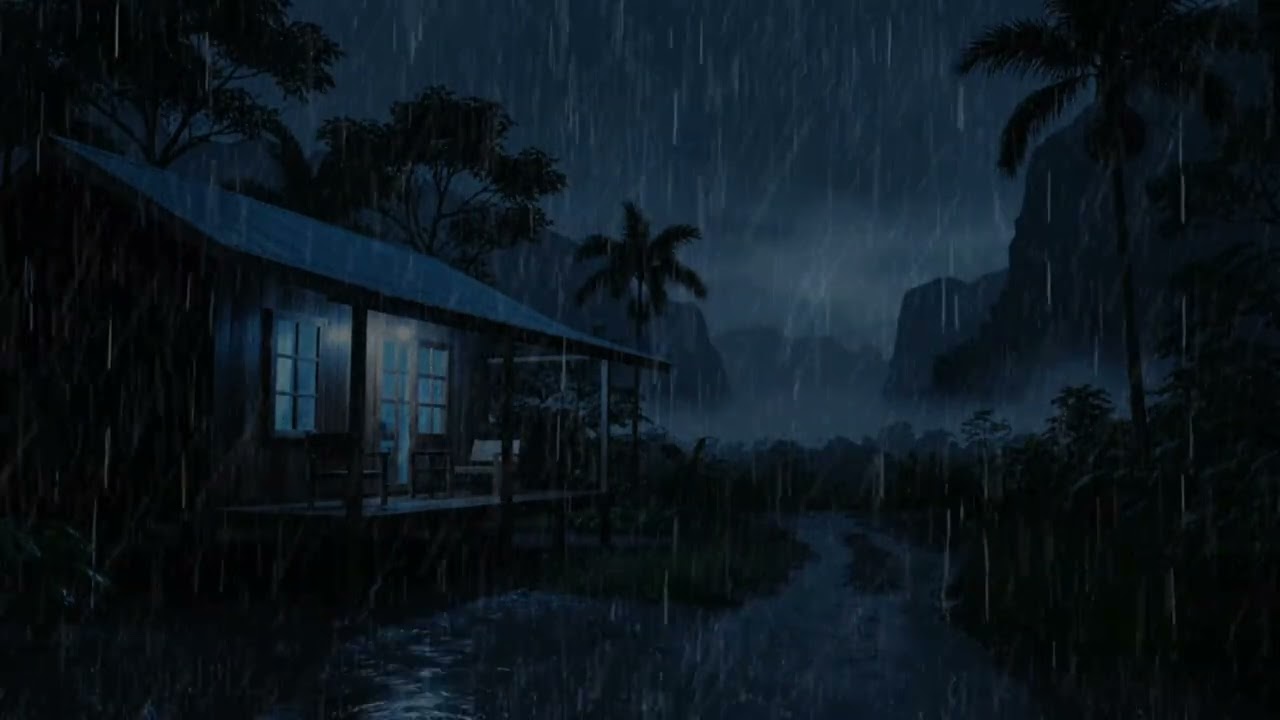 Fall Asleep Instantly 😴 Heavy Rain on a Remote Cabin in the Mountains