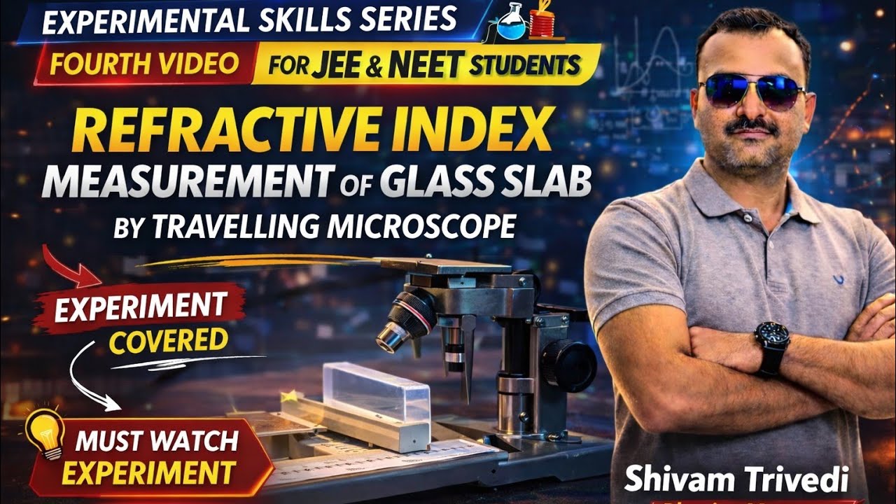 Refractive Index of Glass Slab using Travelling Microscope 🔬| Experimental Skill |NEET & JEE Physics