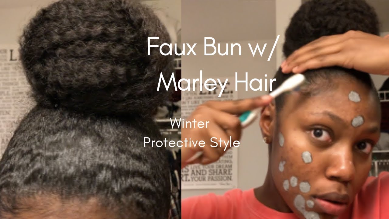 affordable easy winter protective style- chit chat | marley hair faux bun | a mess