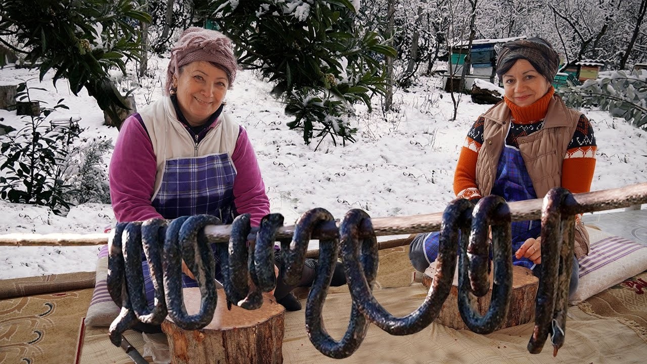 We Make Traditional Azerbaijani Dried Meat in a Snow-Covered Village | Live Village Life