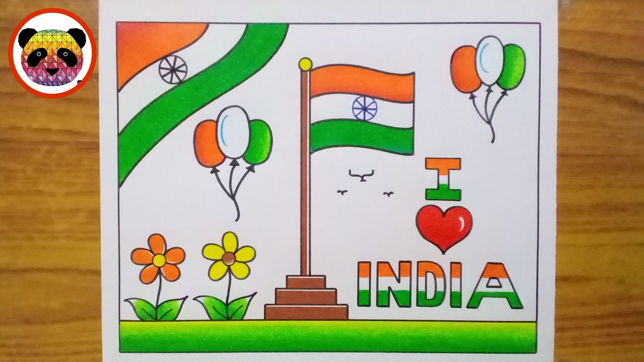 Independence Day Drawing / Indian Flag Drawing / 15 August Drawing / I Love India Drawing / Drawing