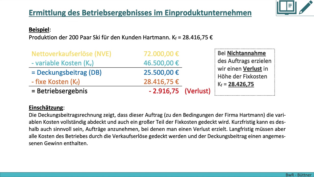 Deckungsbeitrag und Betriebsergebnis