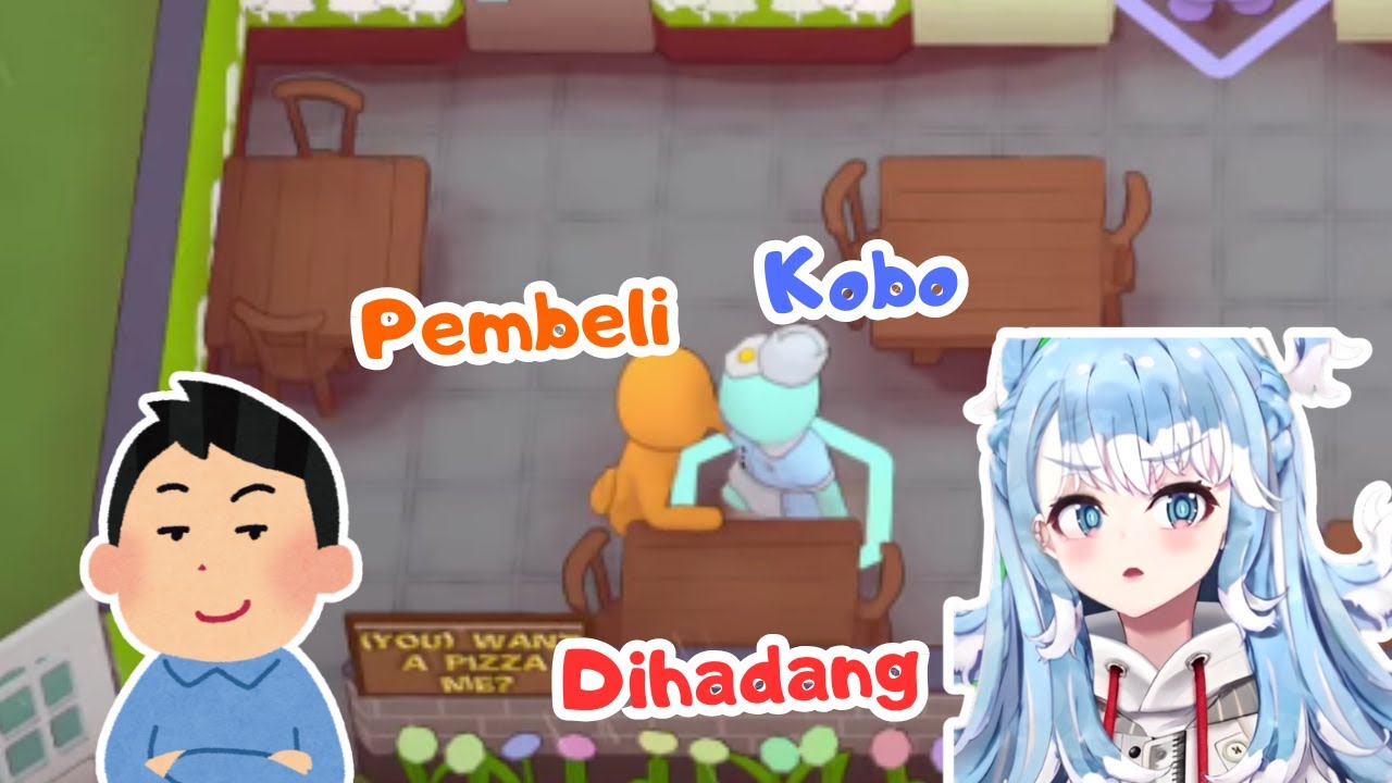 Kobo jadi pelayan restoran, ketika ada pembeli malah dihadang [Hololive ID Clip]