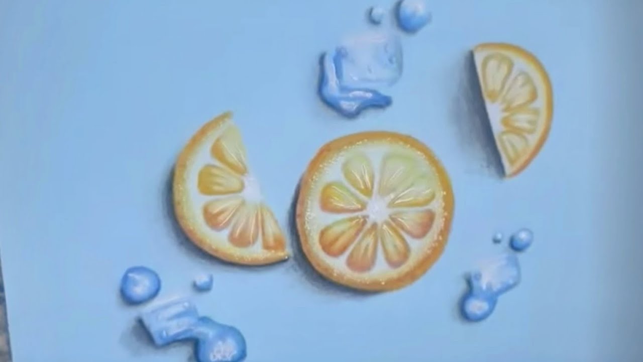 Como desenhar laranja fatiada e cubos de gelo🍊🧊/Tutorial #art #pintura #drawing 