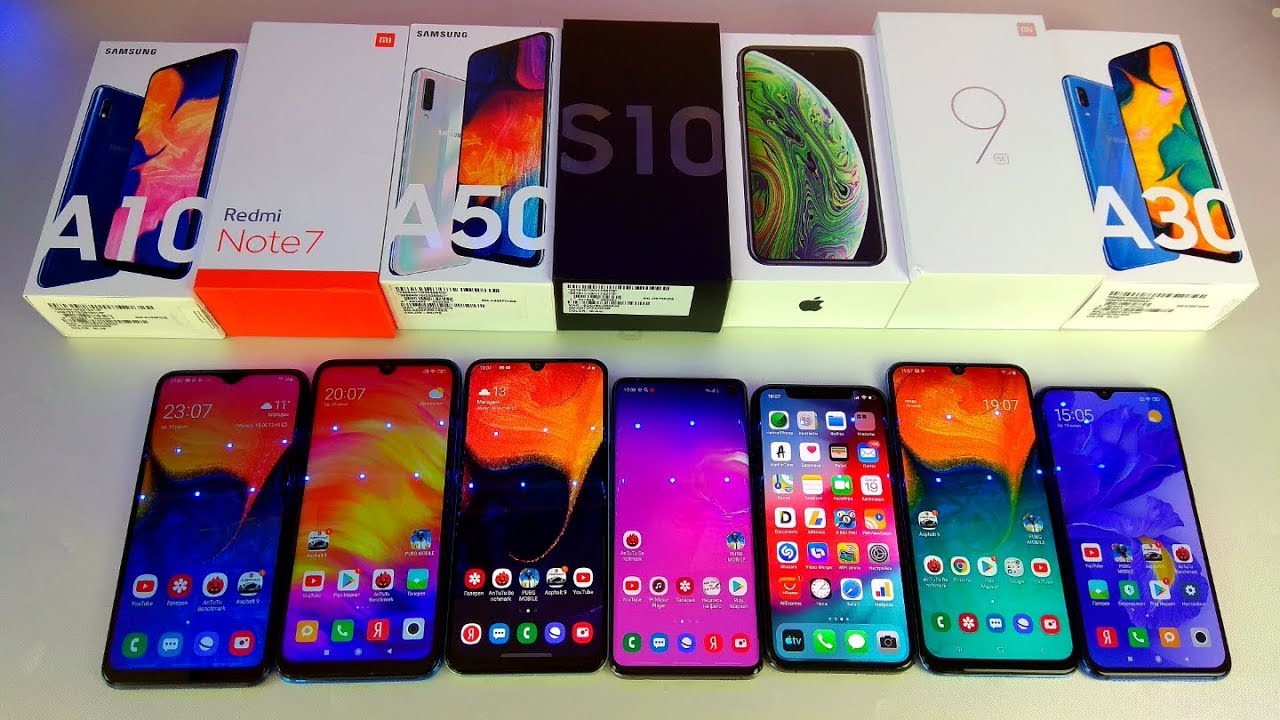 СРАВНЕНИЕ: IPHONE XS, SAMSUNG GALAXY S10, A50, A30, A10, REDMI NONE 7, XIAOMI MI 9 SE - Asphalt 9
