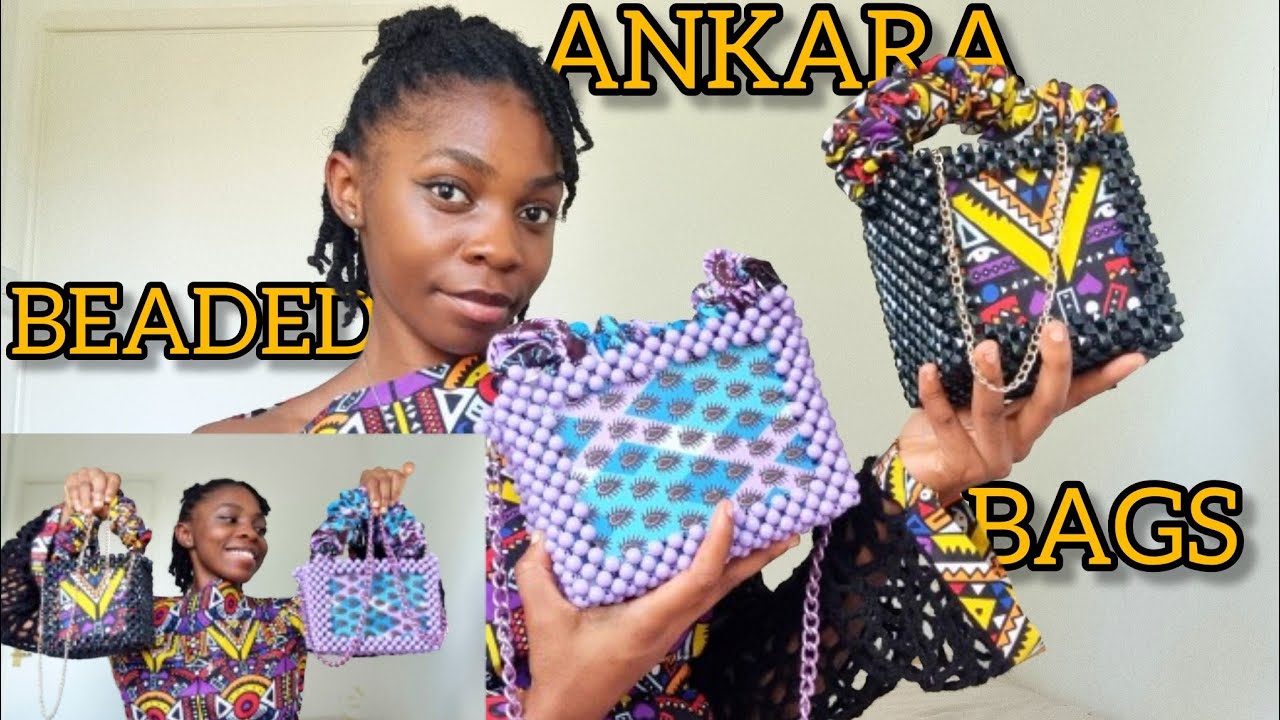 ANKARA BEADED BAGS ARE HEREEEEEEE. ANKARA GLASS/ACRYLIC PLATE BEADED BAG