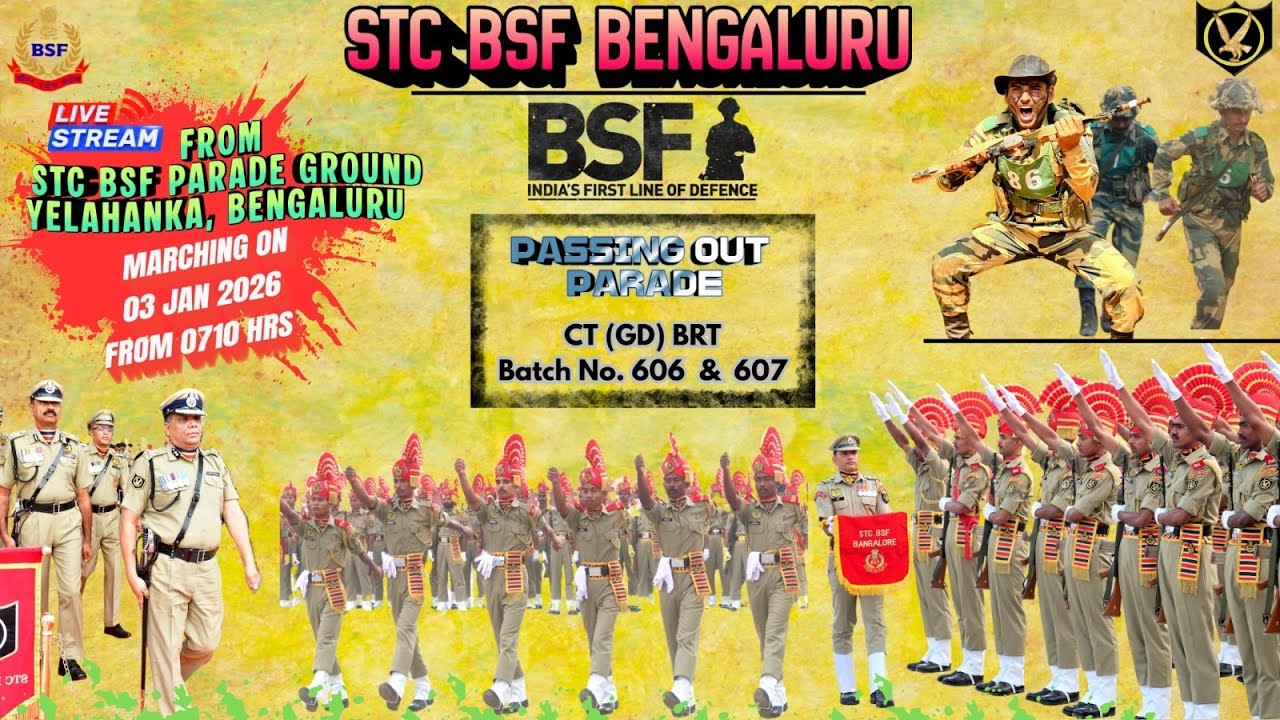 PASSING OUT PARADE OF CT(GD) BRT BATCH NO 606 & 607 at STC BSF BENGALURU #bordersecurityforce #bsf
