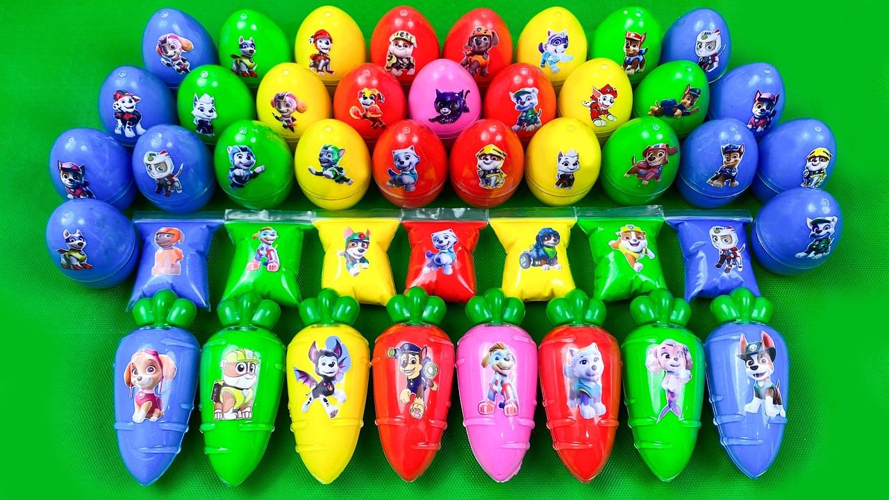 Rainbow Eggs: Looking For Paw Patrol Clay: Ryder, Chase, Marshall,...Satisfying ASMR Video