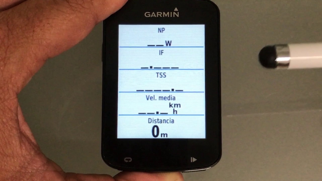 Pantallas de datos en el Garmin para entrenar con potencia