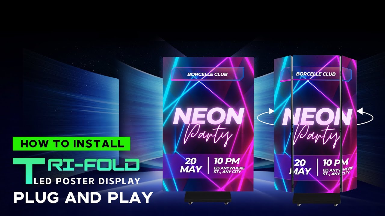 Tri Fold Led Poster Screen Installation and control of the speaker
