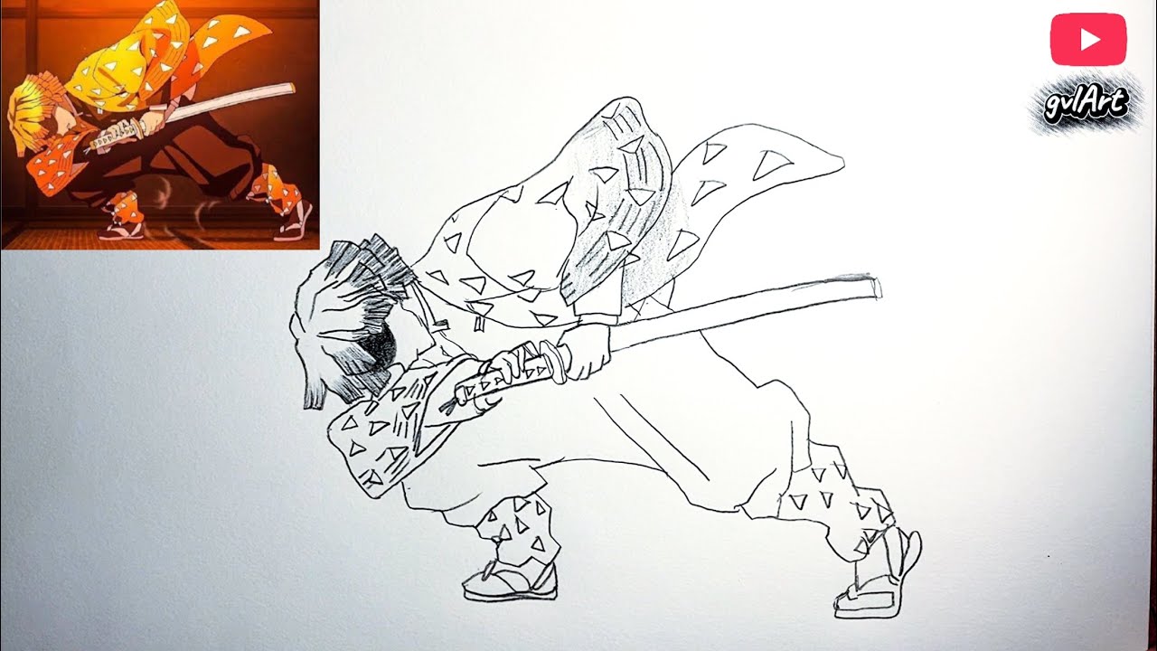 How to draw sketch Zenitsu Demon Slayer | easy Step by step