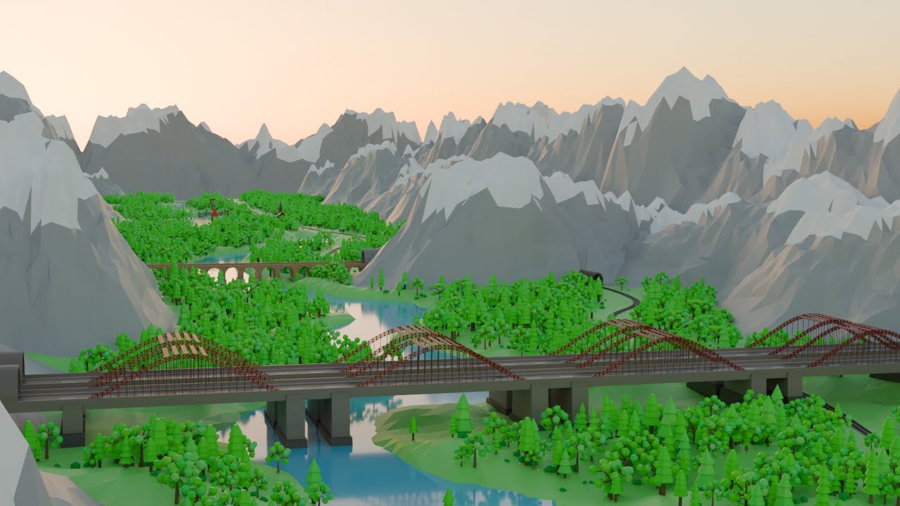 LOW POLY Train Animation in BLENDER [4K]