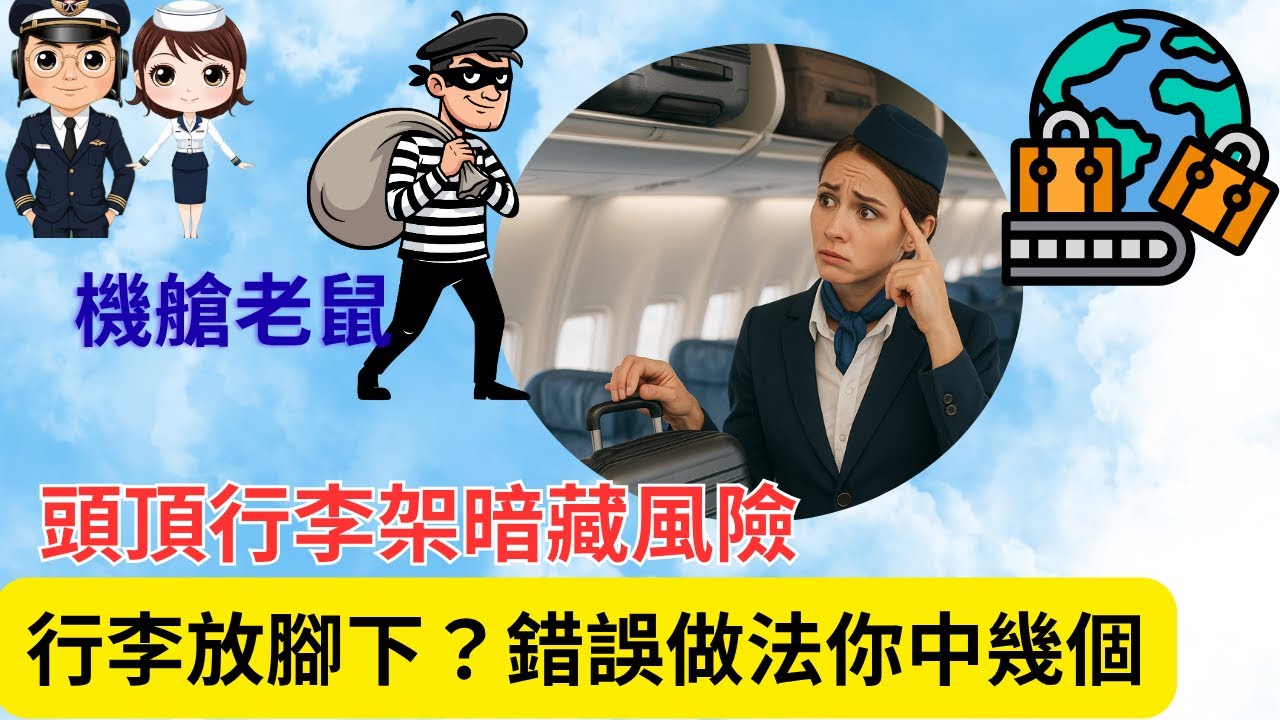 【廣東話】空姐曝料｜空中服務員的行李到底放在哪裡？專屬空間大曝光 ｜機型不同行李架也不同？機師教你一招｜行李架讓空姐壓力爆表 😰✈️｜「機倉老鼠」是真事！怎樣避免你的行李受損？ #飛男飛女 #資深機長
