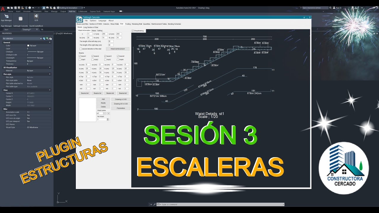 SESION 3 DISEÑO DE ESCALERAS EN AUTOCAD EN SEGUNDOS  CON PLUGIN