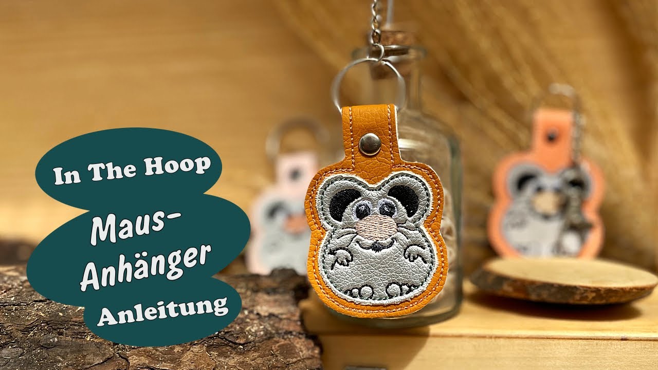 In The Hoop Maus Anhänger, Anleitung ITH Stickdatei Maus Schlüsselanhänger für 10x10 (4x4'') Rahmen