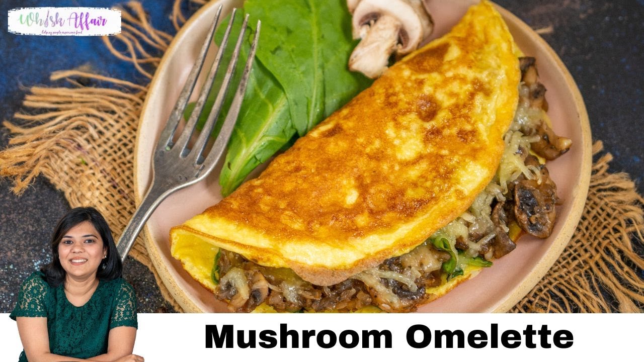 Mushroom Omelette Recipe (With Spinach And Cheese)