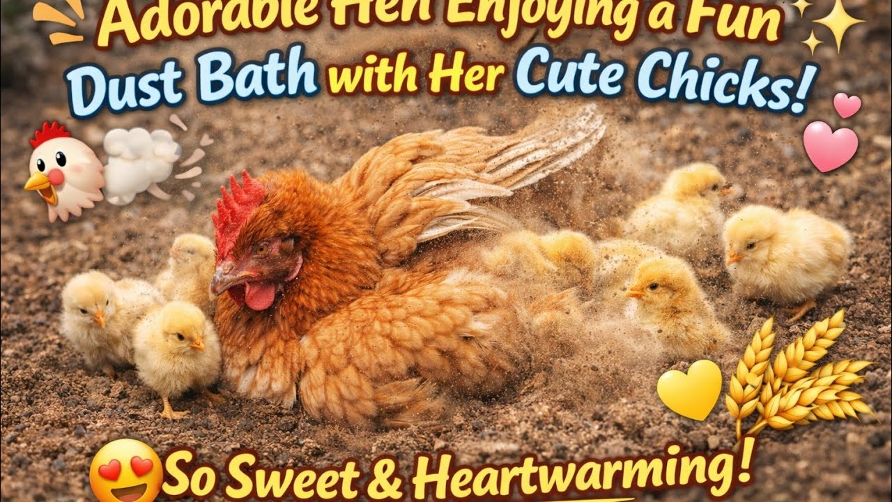 🥰🥰😍😍🤩 Hen Enjoying a Dust Bath with Her 😍😍 Chicks 🐔🐥🌾✨