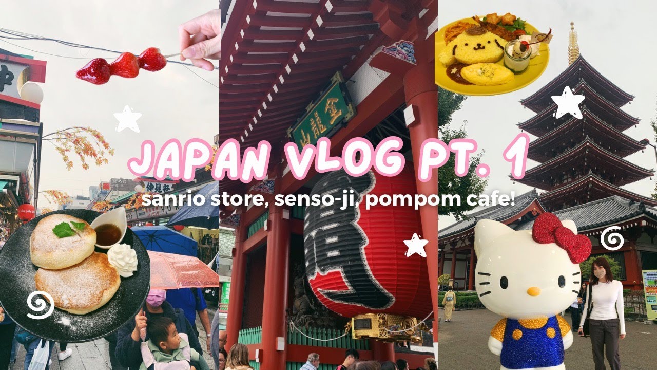 japan vlog! ౨ৎ ⋆｡˚sanrio store,  pompompurin cafe, senso-ji temple!