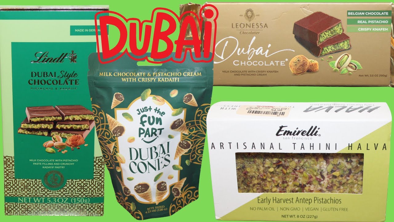 Lindt Dubai Style, Just The Fun Part Dubai Cones, Leonessa Dubai, Emirelli Pistachio Tahini Halva