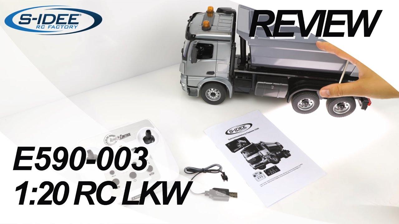 Review (Testbericht): s-idee® RC LKW Muldenkipper 1:20 E590-003 RTR - Mercedes Lizenz - Metall Mulde