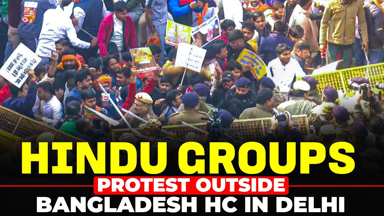 VHP, Hindu Groups protest near Bangladesh HC in Delhi against killing of Hindus in Bangladesh
