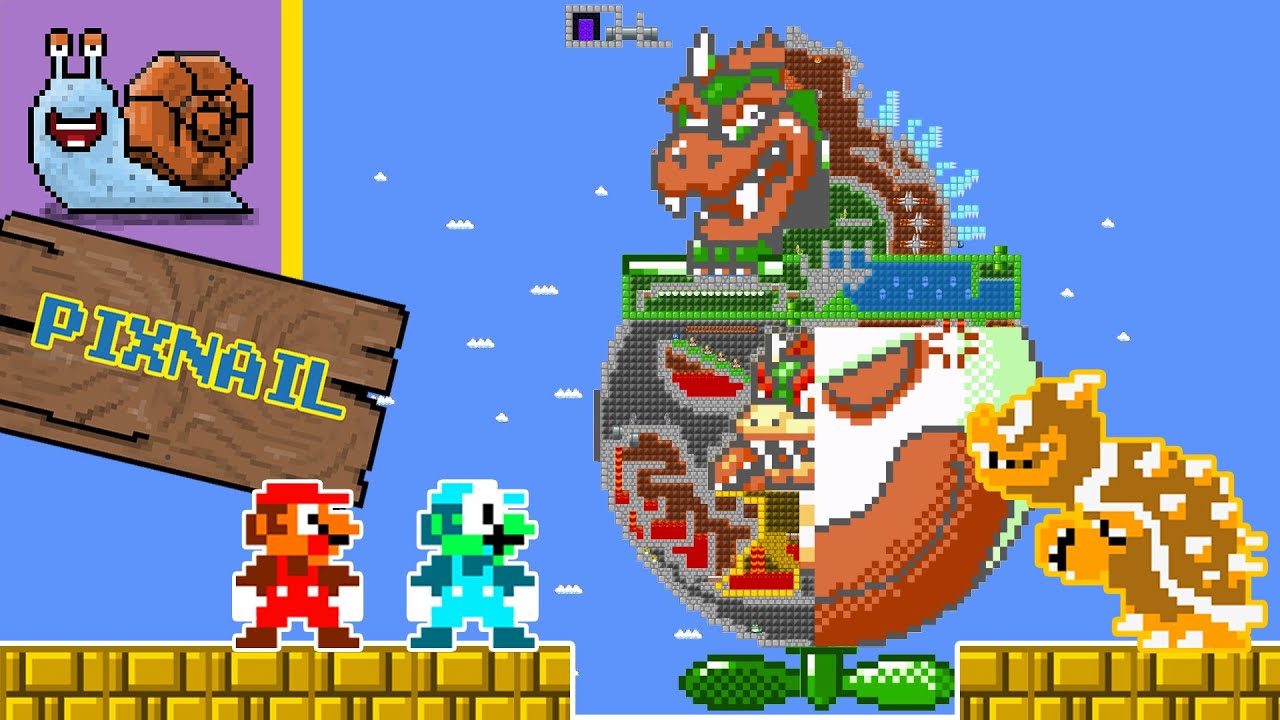 Pixnail: Super Mario FIRE and ICE - Bowser Maze in Bowser Maze mayhem | Animation