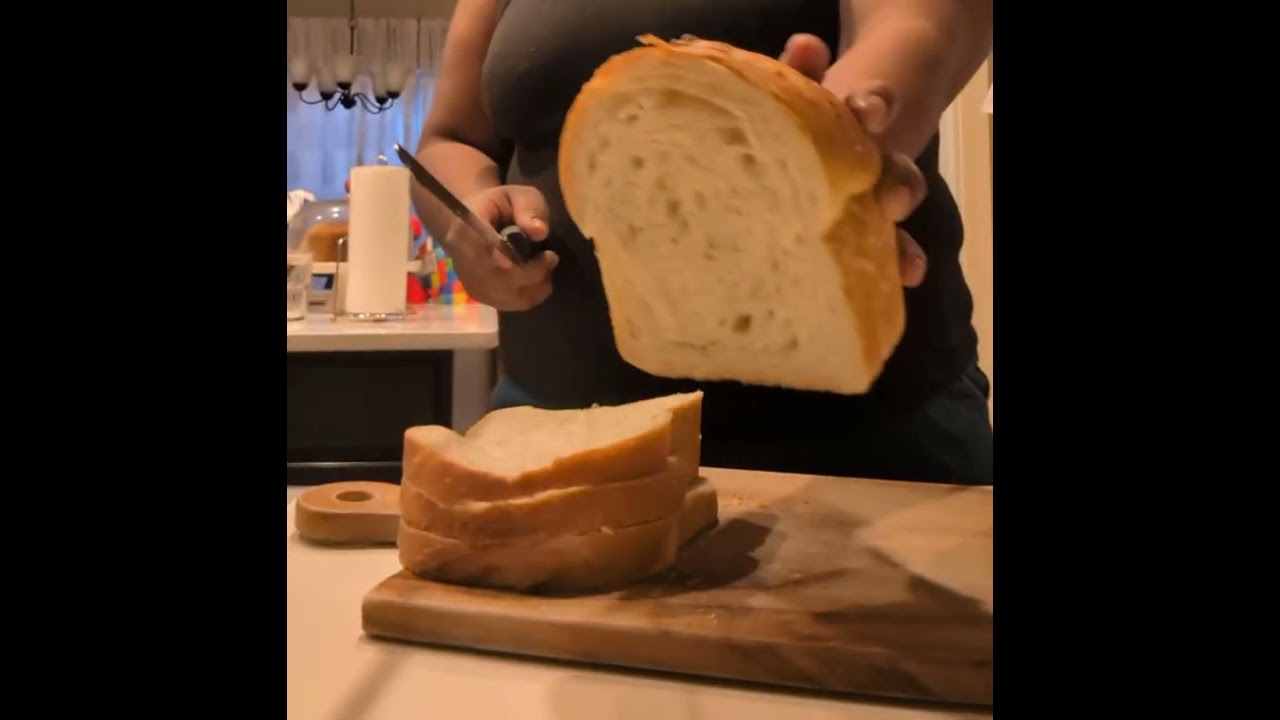 Slice a loaf with me✨ 62% hydration #BreadASMR #sourdough #homemade #womanowned 