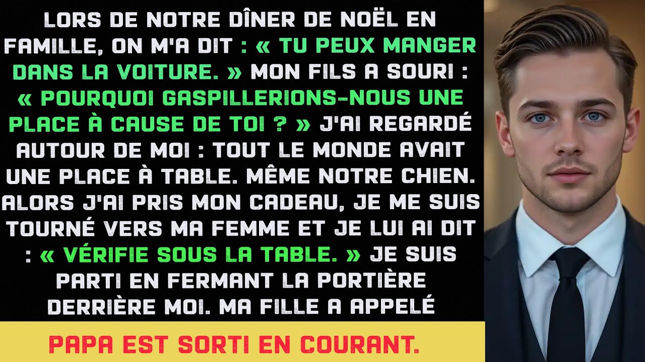 Au dîner de Noël familial, on m'a dit : « Mange dans la voiture. » Les mots de mon fils m'ont secoué