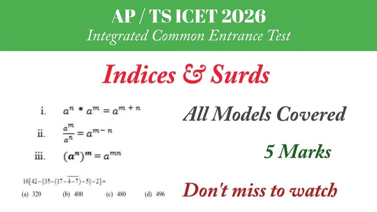 Indices & Surds || AP/TS ICET 2025 || 5 Marks || Arithmetic Ability || All Models || Must Watch
