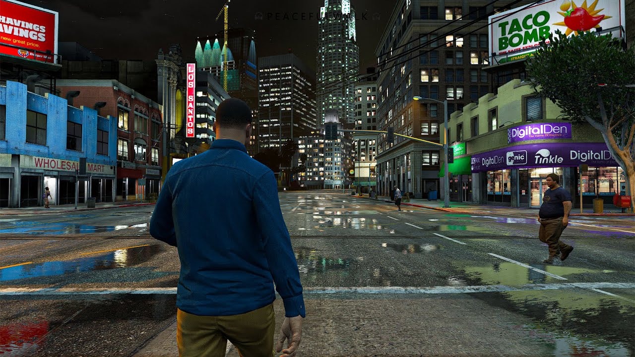 After the Rain | Relaxing Background Walking in Supply St, Los Santos