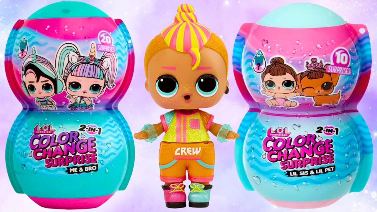 ASMR L.O.L. Surprise 2-n-1 LOL Surprise Me & My Lil Sis + Me & My BroColor Change Dolls #unboxing