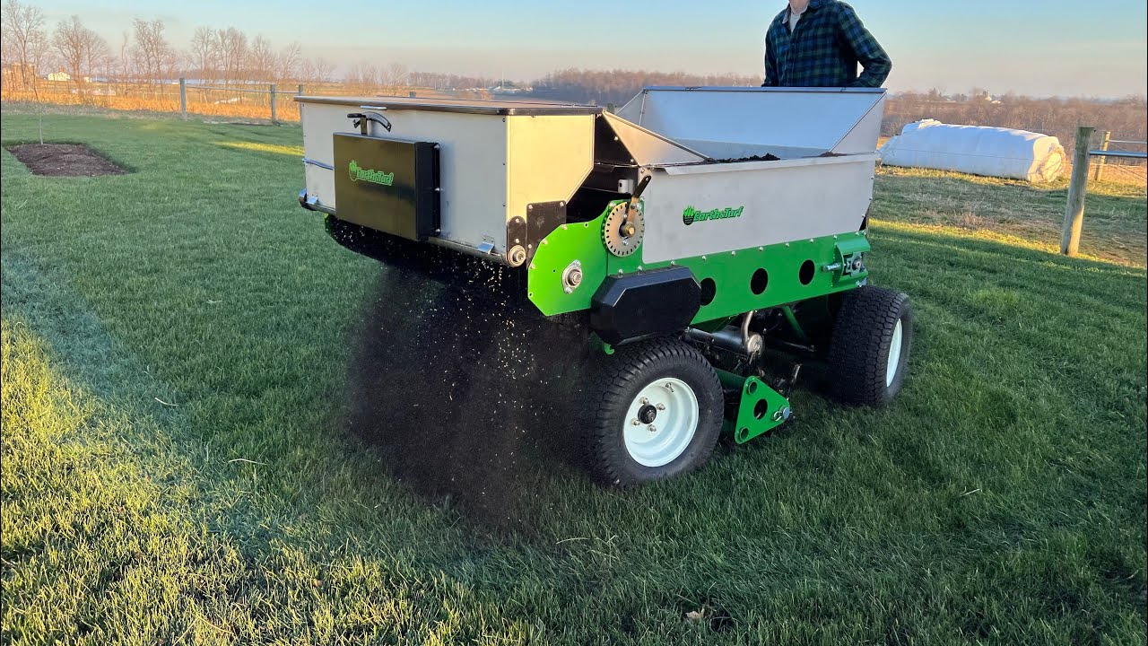 Stand On Topdresser, Aerator, Overseeder - Lawn Maintenance Machine by Earth & Turf