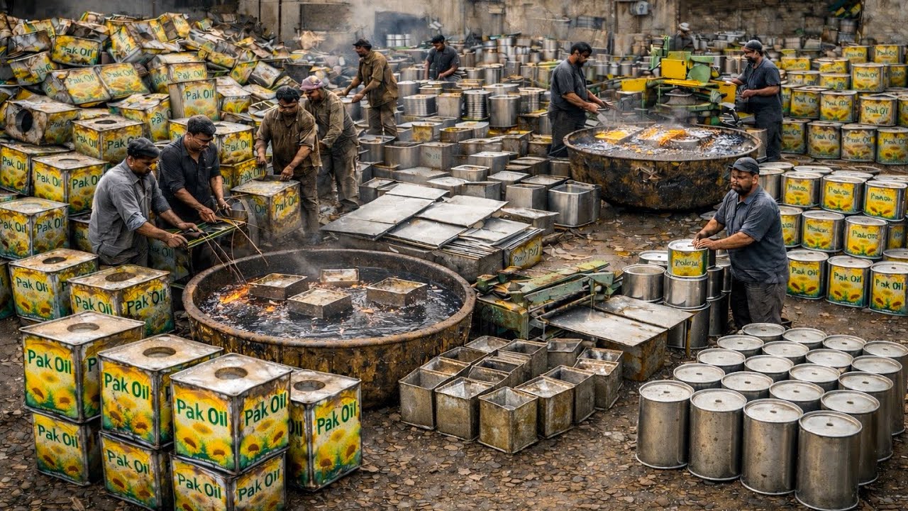 How Mega Recycling Scrap Cooking Oil Tins Turn into New Paint Boxes in South Asia / Factory Process