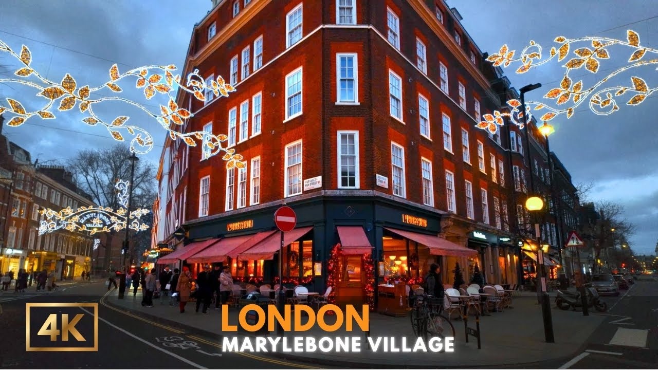 London Christmas Eve🎄 Walking Tour | Marylebone Village | 4K