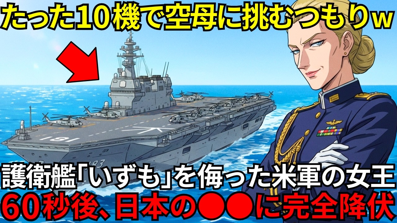 「たった10機？60秒ももたないわw」日本の護衛艦いずもを嘲笑った最強米空母艦長が、60秒後⋯自衛隊に完全包囲され太平洋沖で土下座した【海外の反応】