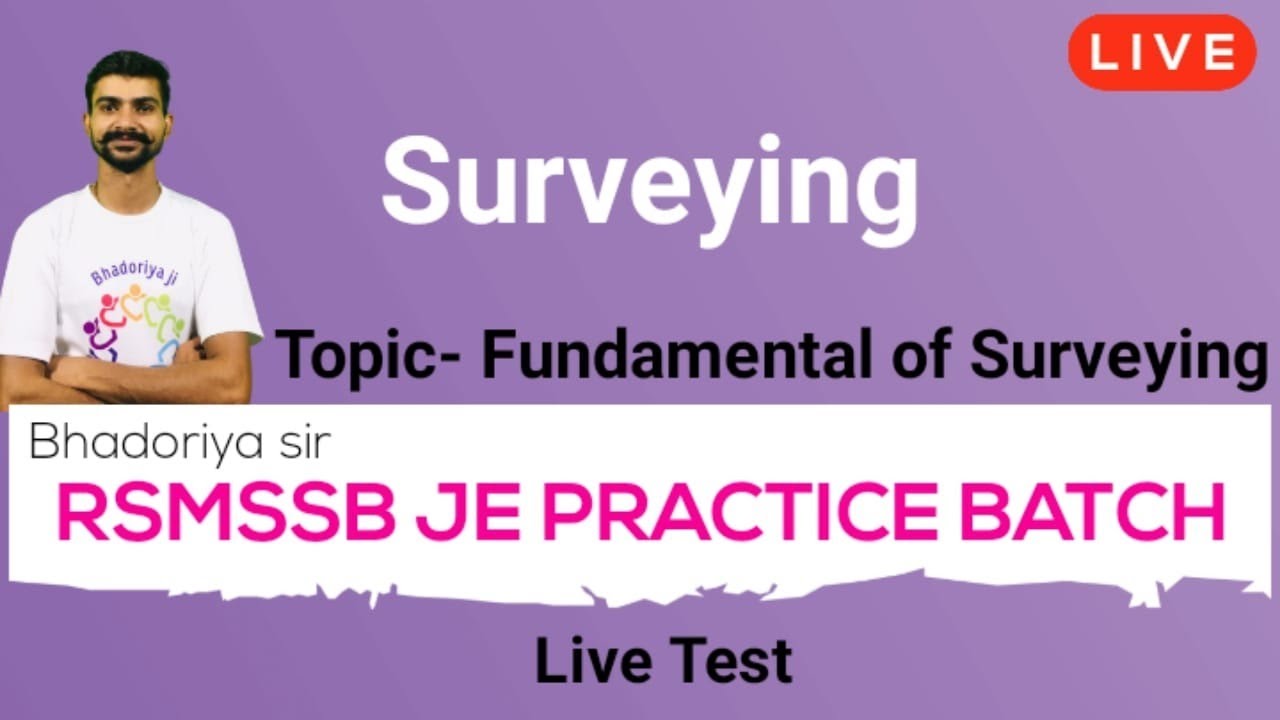 #1  RSMSSB JE PRACTICE BATCH SURVEYING / Survey State JE/AE Question / Rajasthan JE/ Bhadoriya Sir