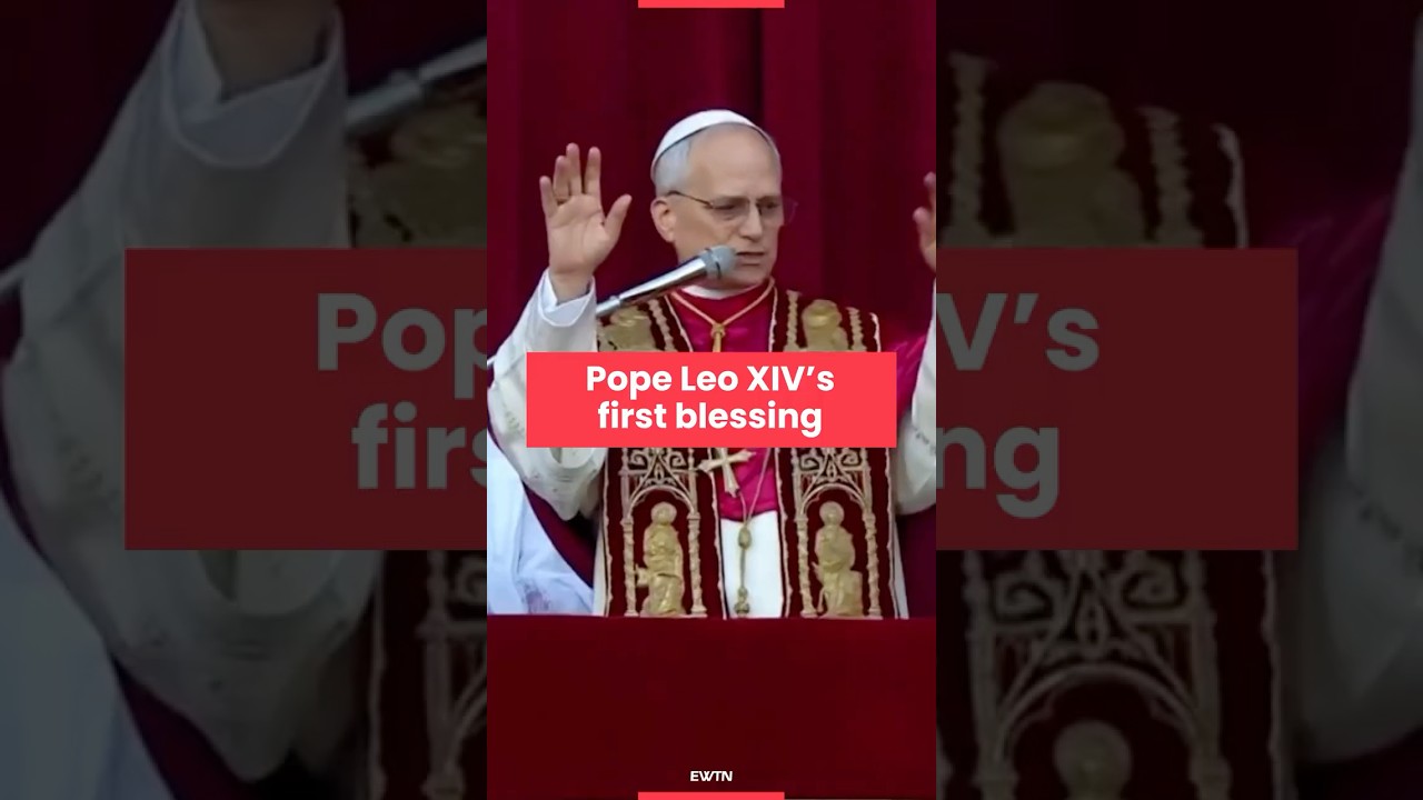Pope Leo XIV appears emotional as he imparts his first blessing upon his flock, the Church.