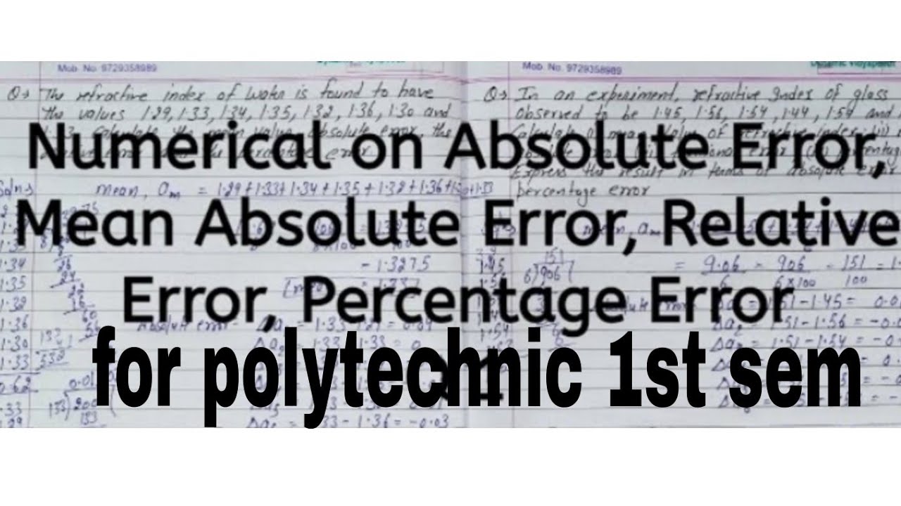 Errors in  measurement for  numerical for polytechnic 1st sem