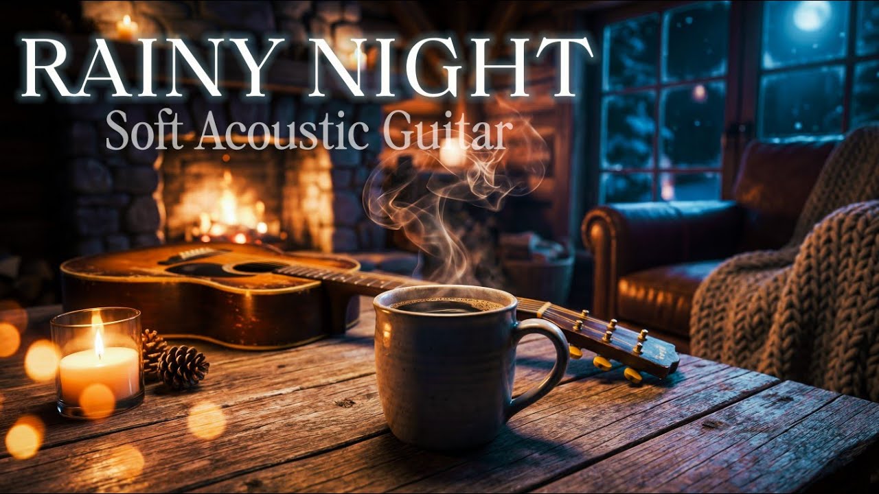 2 Hours of Soft Solo Acoustic Guitar 🌙 | Deep Relaxation & Cozy Fireplace Night