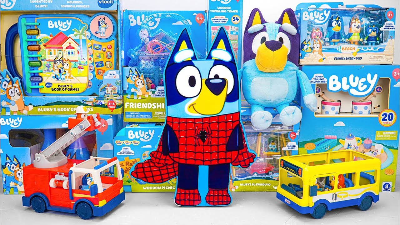 Bluey Toy Collection Unboxing Review 💙 Mystery Bluey Spider-Man Box & Bluey Playground Playset