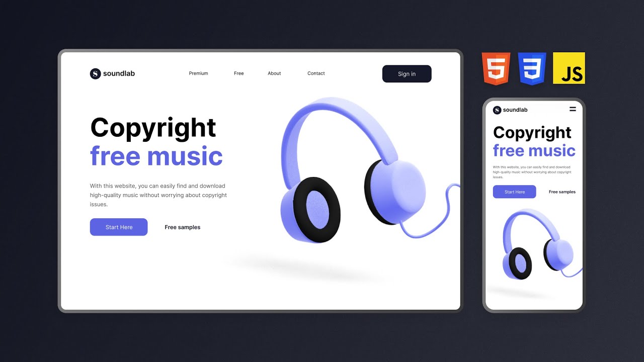 Responsive Landing Page Using HTML, CSS & JavaScript