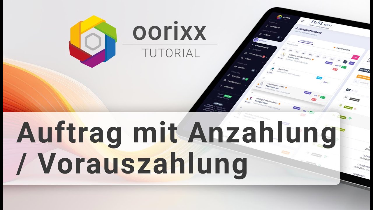 Auftragsbest&auml;tigung / Vertrag mit Vorauszahlung / Anzahlung / Proformarechnung - oorixx erp