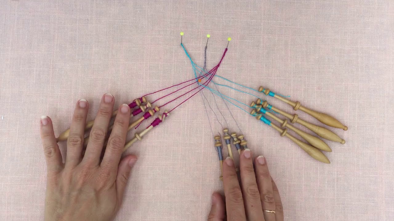 Dentelle: Faire un croisement de 12 fuseaux en étoile