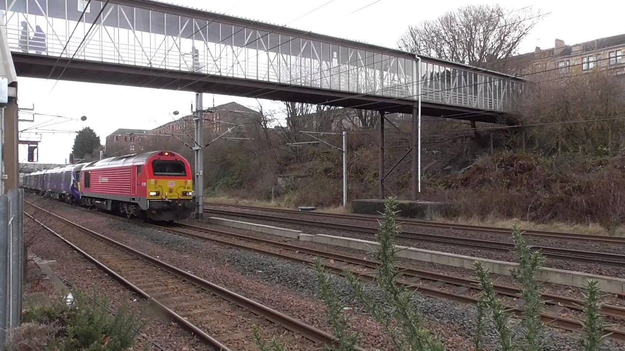 67015 hauls new ScotRail 385102 passing Rutherglen: 10/12/16
