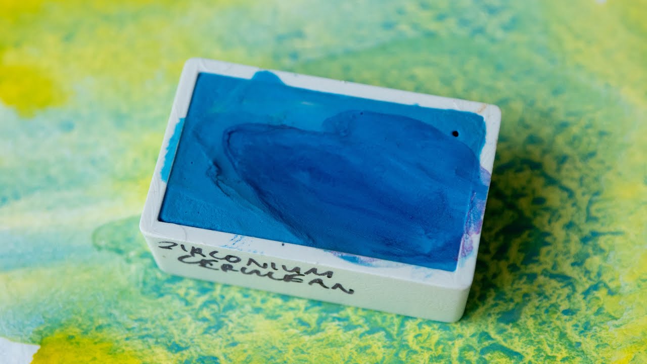 Swatching Zirconium Cerulean PB71 from Kremer Pigments